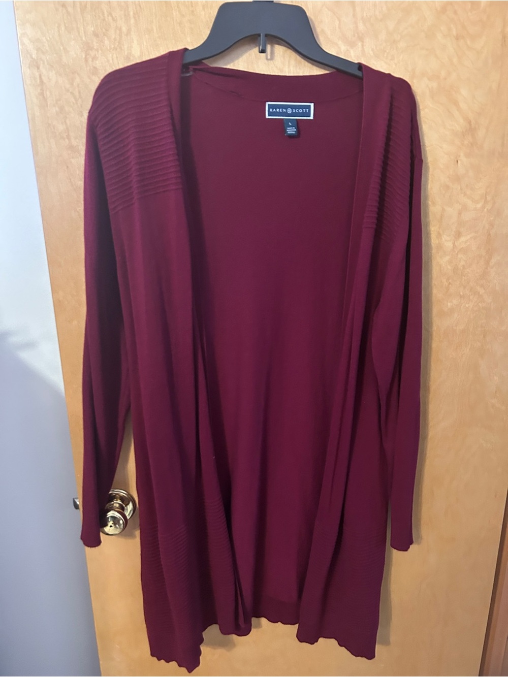 Karen Scott Women's Open-Front Burgundy Cardigan Sweater